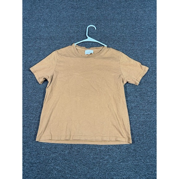 Sezane Conrad T Shirt XS Camel Brown Short Sleeve Crew Neck Paris Chic Artisan - Picture 1 of 6